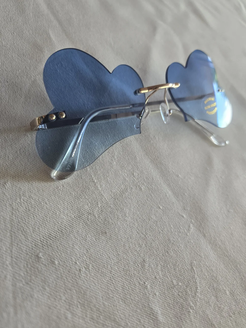 Blue Cloud-Shaped Rimless Sunglasses